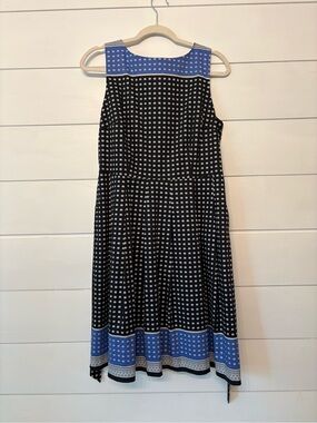 Talbots Black and Blue Sleeveless Midi Dress